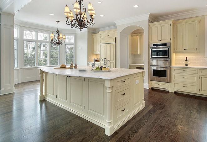 wood-look laminate flooring in bright, airy kitchen in Benton